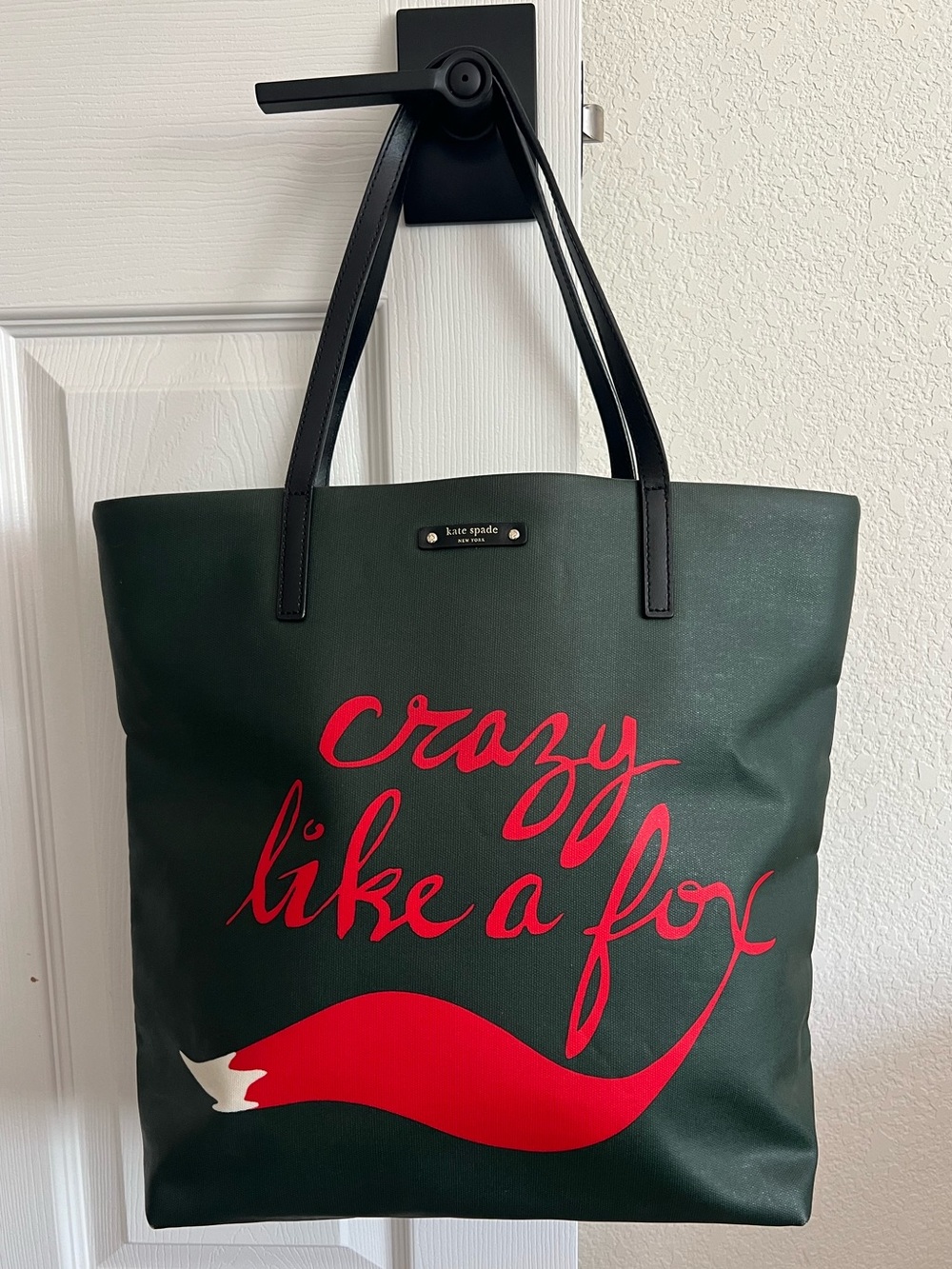 Kate Spade Green 'Crazy Like a Fox' Coated Canvas Tote